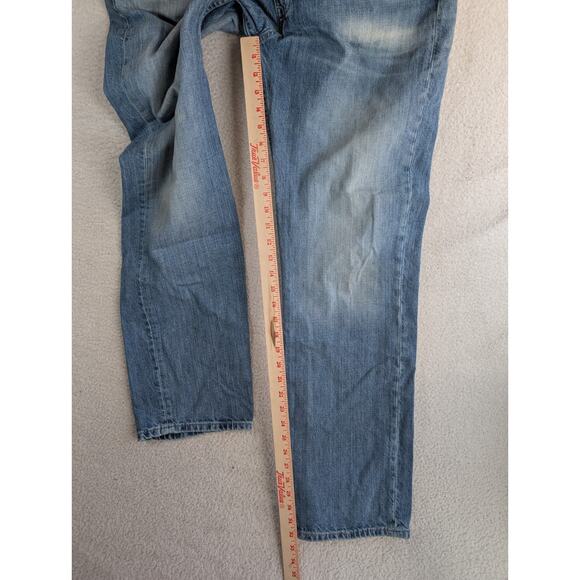 Levis 514 Jeans Mens 36x32 Blue Faded Whiskered Denim Straight Leg Cotton READ - Picture 7 of 16